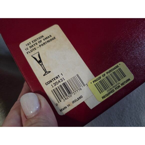 New 1st Ed Waterford Crystal 12 Days of Christmas Partridge Champagne Flute - Picture 6 of 11